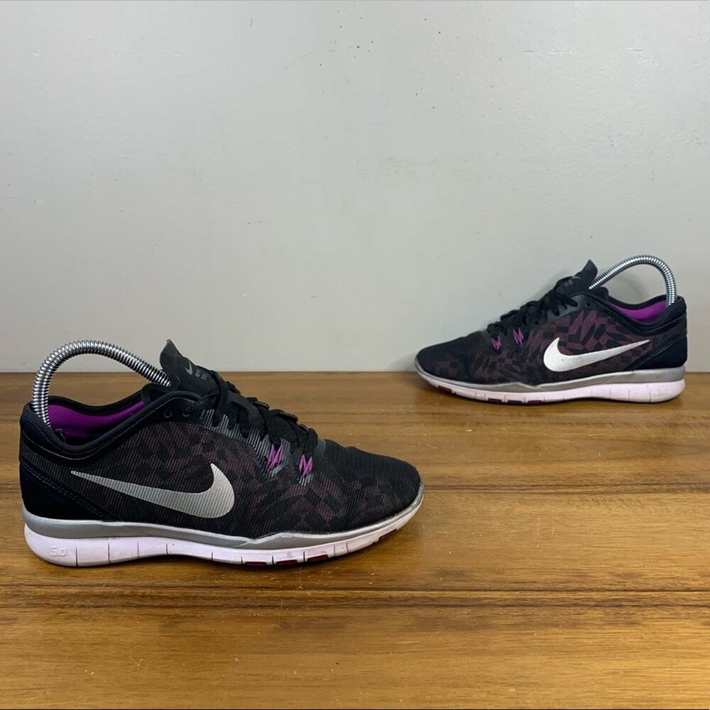 Nike Free TR For 5 Black Purple Womens Training Shoe Size 5.5